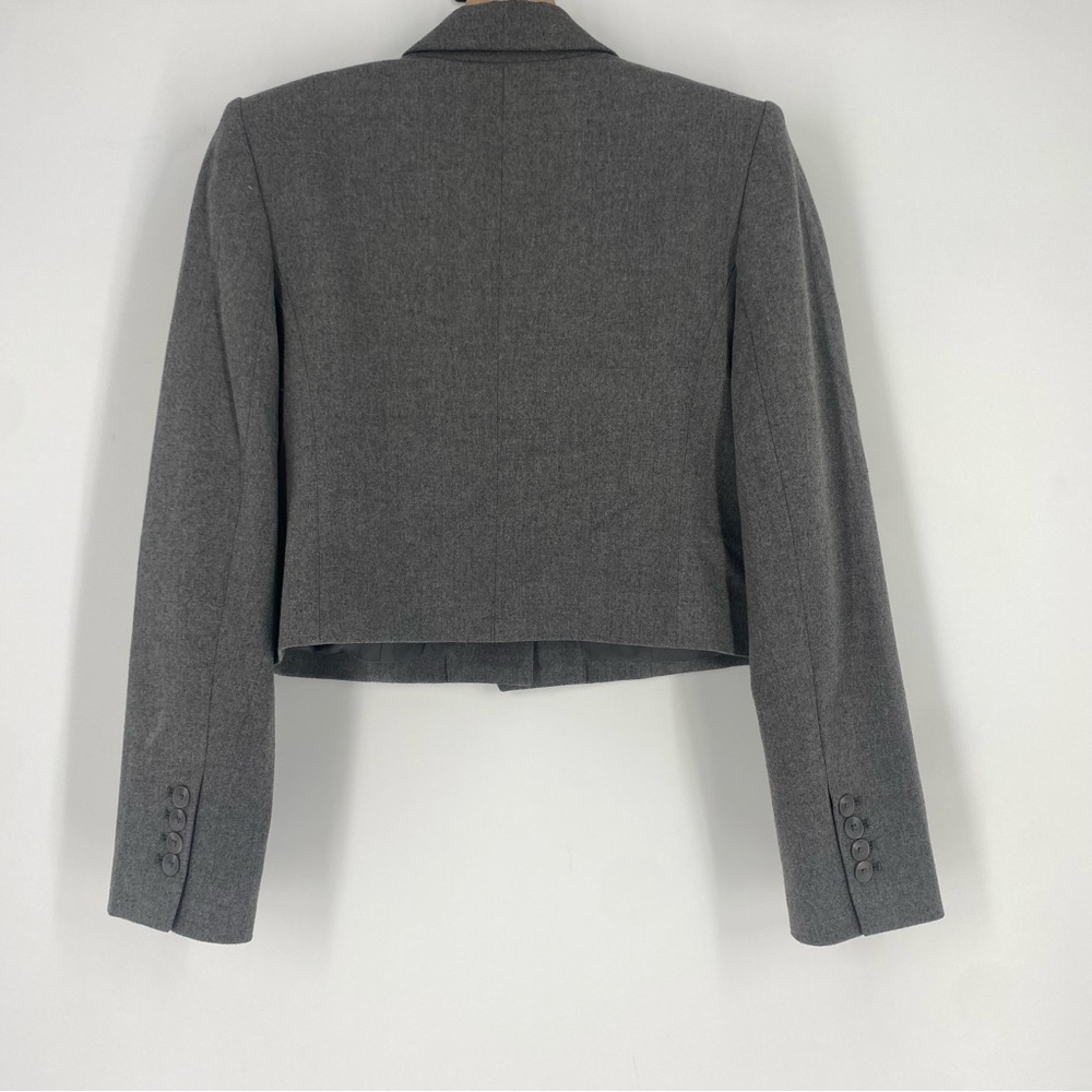 EXPRESS Peak Lapel One Button Cropped Gray Blazer - Picture 4 of 7